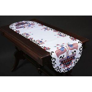 Star Spangled Embroidered Cutwork Table Runner